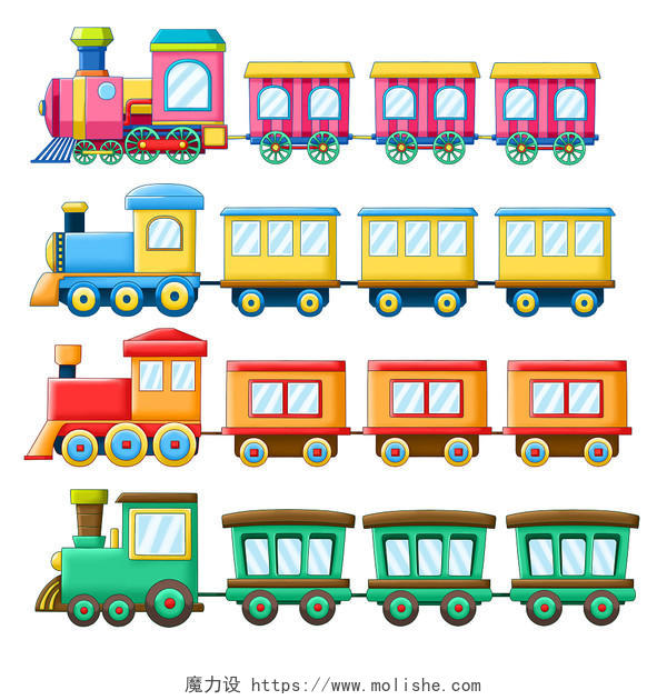 卡通火车元素不同造型的小火车套图
